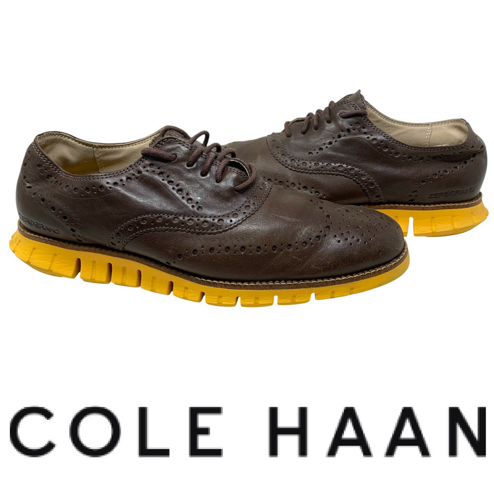 Cole Haan Zerogrand Brown Leather Wingtip Brogue Oxfords Sz 9.5 Shoes C31168